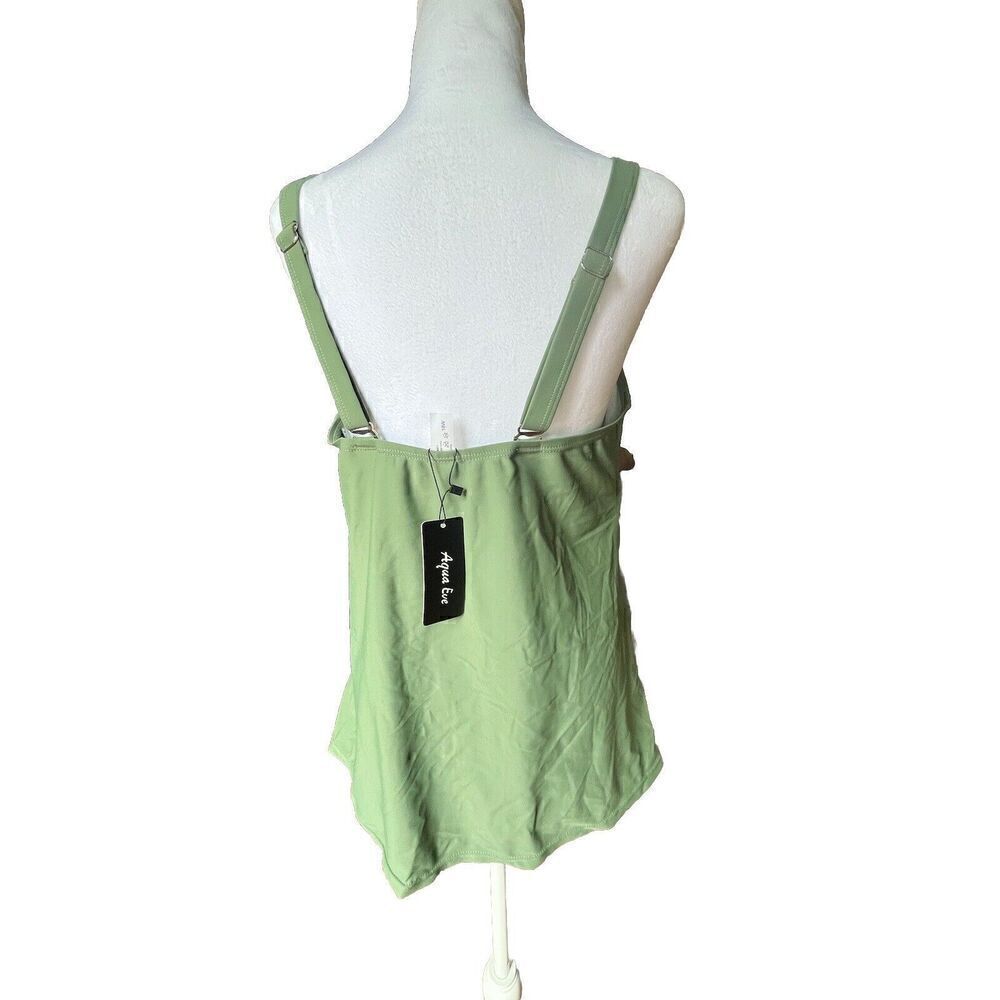 Aqua Eve Tankini Top Women Padded Adjustable GREEN Size 18W NWT - Picture 3 of 5